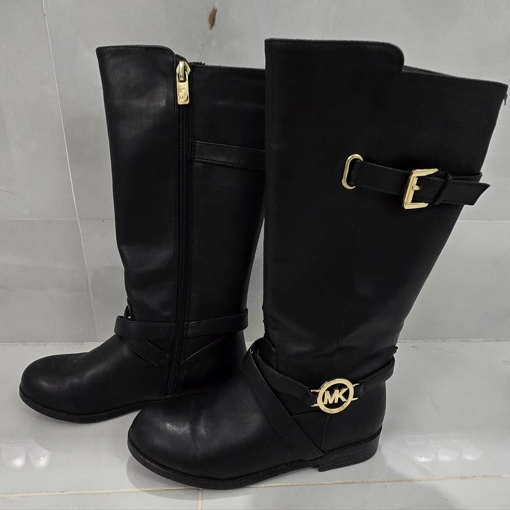Michael Kors Black Over the Knee Boots with Gold Accents